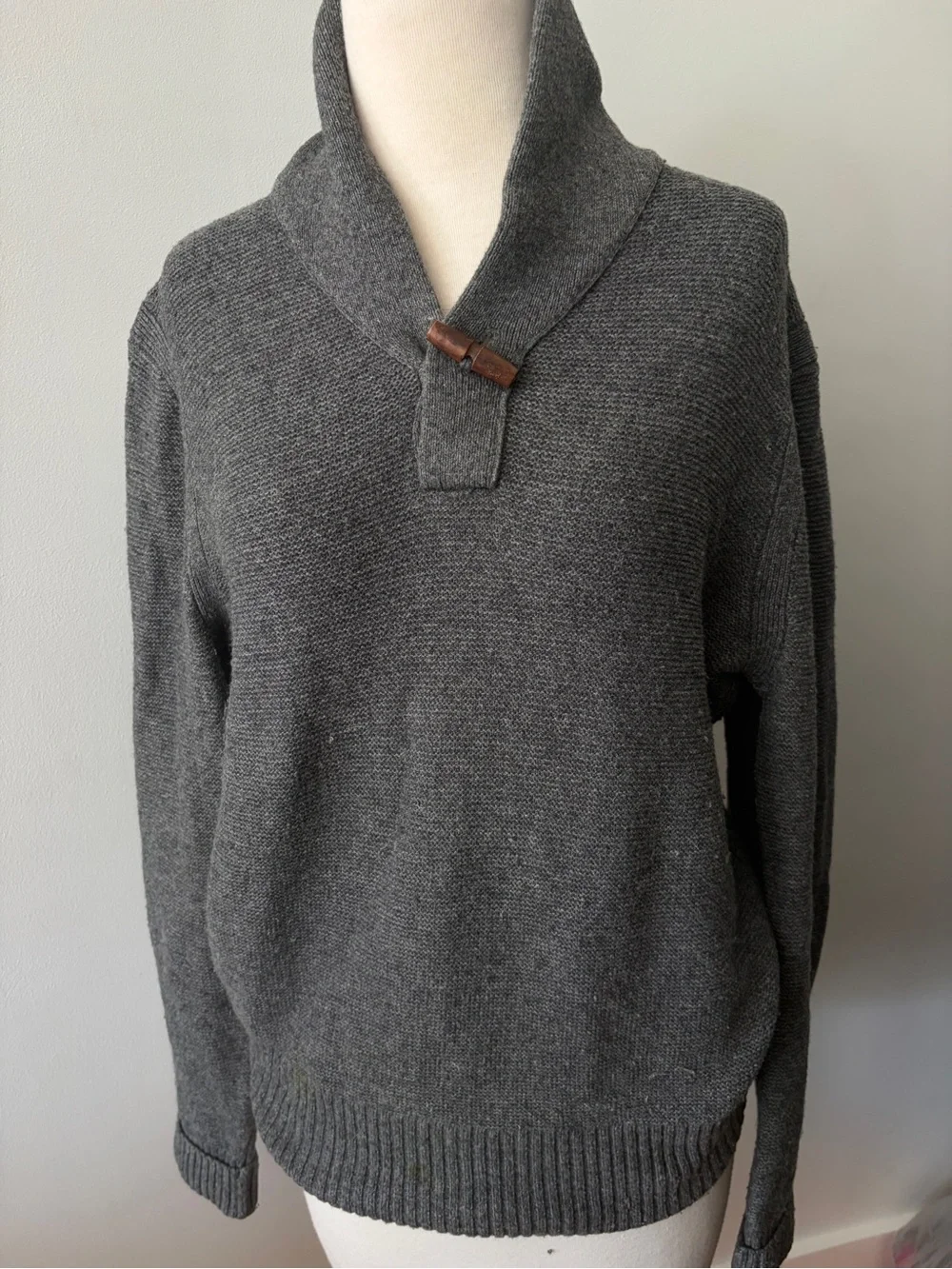 Banana Republic Men's Shawl Collar Pullover Sweater - Dark Gray